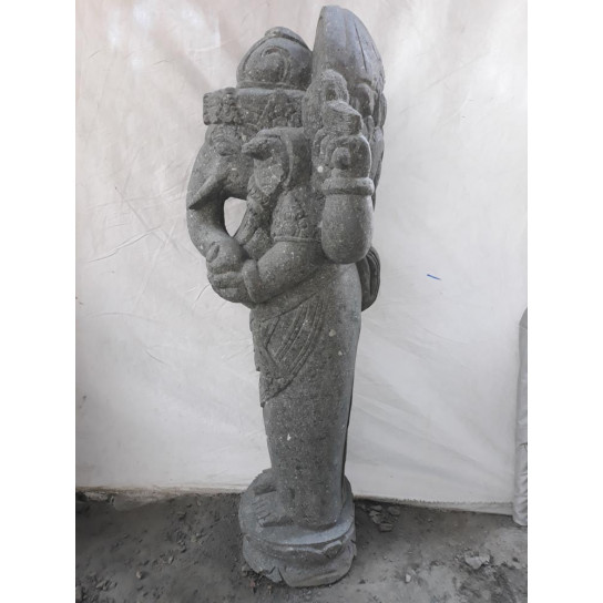 Statue de jardin en pierre volcanique ganesh indouhisme position debout 100 cm