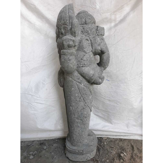 Statue de jardin en pierre volcanique ganesh indouhisme position debout 100 cm