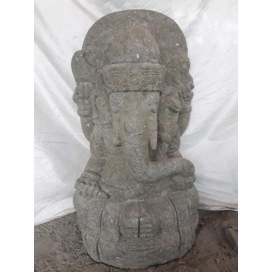 Statue de jardin ganesh en pierre de lave 80 cm