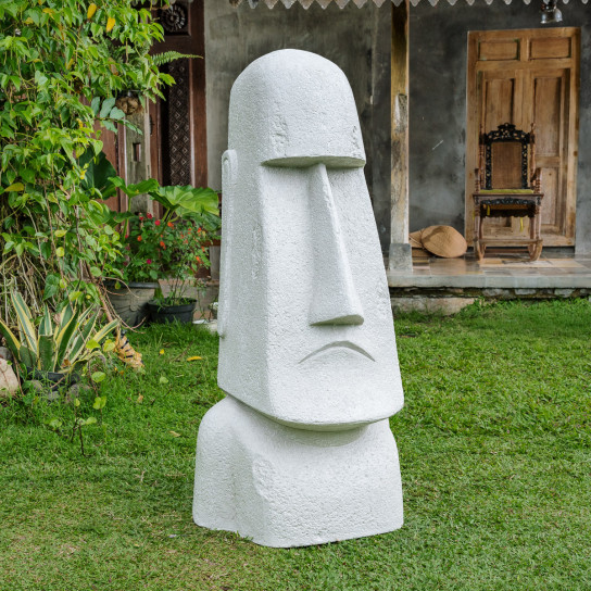 Statue de jardin moai géant de l'ile de pâques en fibrociment 2m