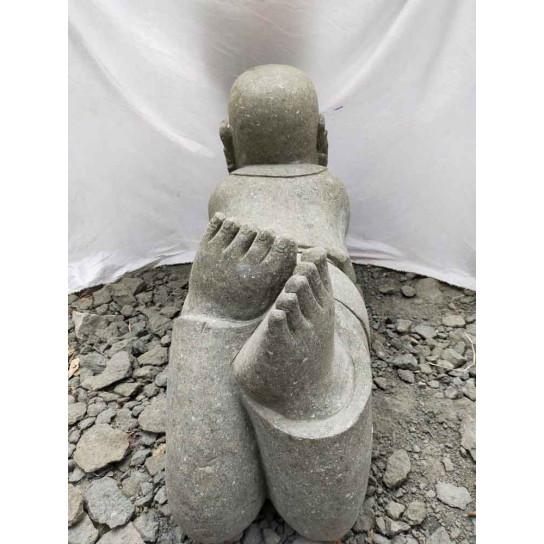 Statue de jardin moine couché en pierre 1m