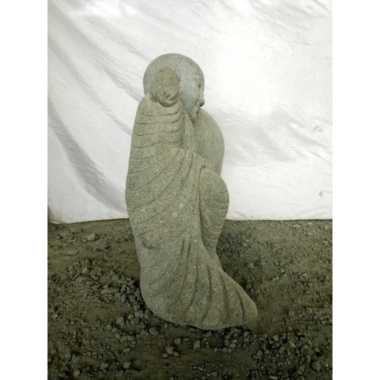 Statue de jardin moine shaolin en pierre naturelle 100 cm