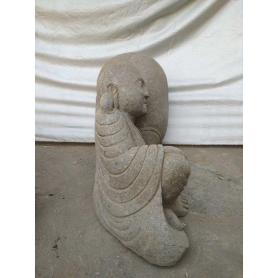 Statue de jardin moine shaolin en pierre volcanique 100 cm