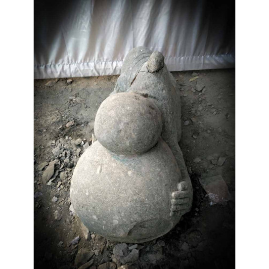 Statue de jardin moine shaolin extérieur zen en pierre naturelle 100 cm