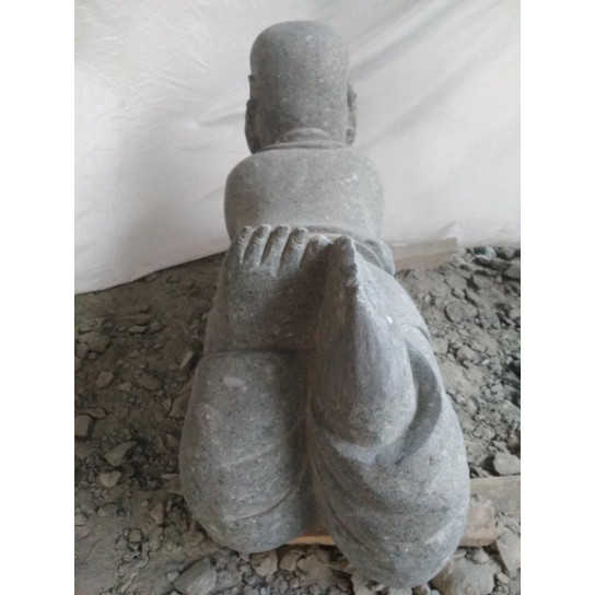 Statue de jardin moine souriant en pierre 100 cm