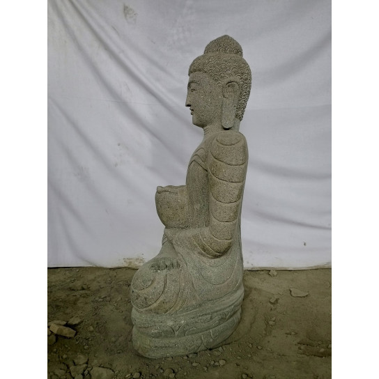 Statue de jardin zen bouddha pierre offrande bol 80 cm