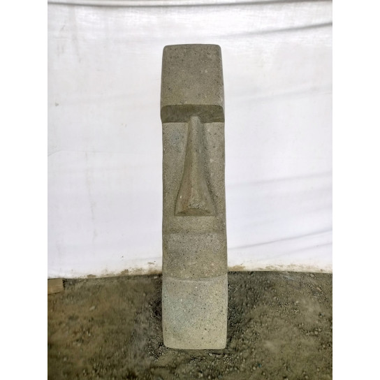 Statue déco jardin moai en pierre volcanique 120 cm