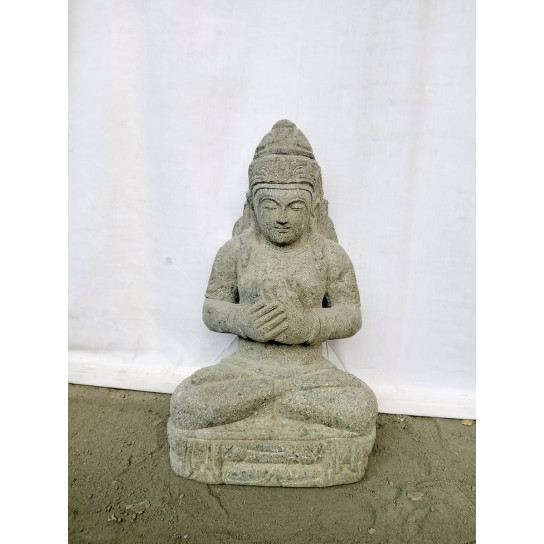 Statue déesse dewi tara balinaise assise en pierre naturelle 50 cm