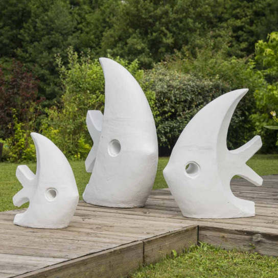 Statue design de jardin poisson petit modèle blanc 50cm