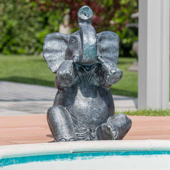 Statue éléphant patiné gris assis 80 cm
