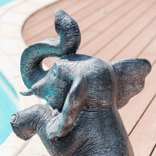 Statue éléphant patiné gris assis 80 cm