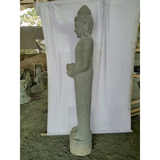 Statue en pierre bouddha debout offrande 2m
