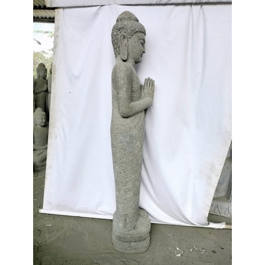 Statue en pierre bouddha debout prière 1m50