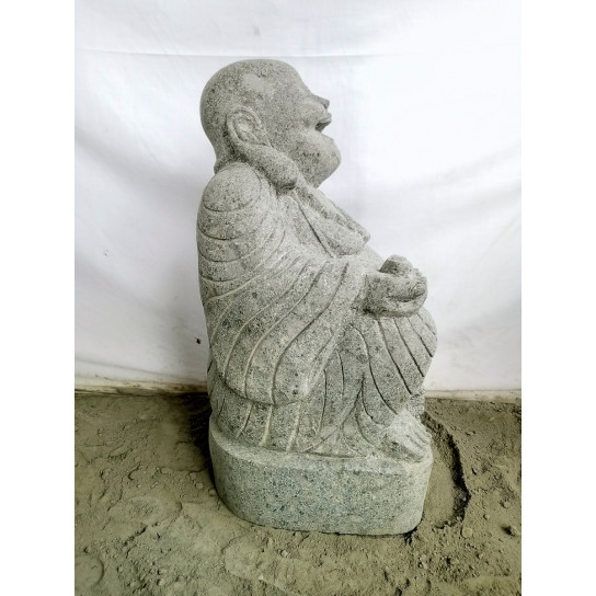 Statue en pierre de lave bouddha rieur 60 cm