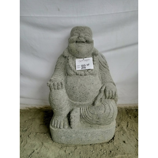 Statue en pierre de lave bouddha rieur 60 cm