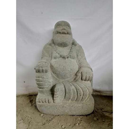 Statue en pierre de lave happy bouddha 60 cm