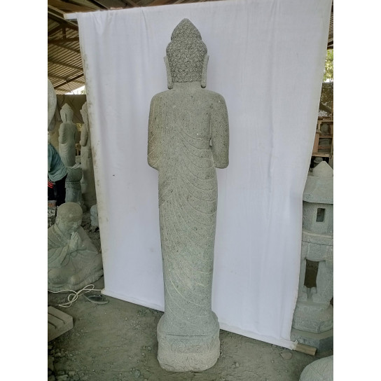 Statue en pierre naturelle bouddha debout prière 2 m