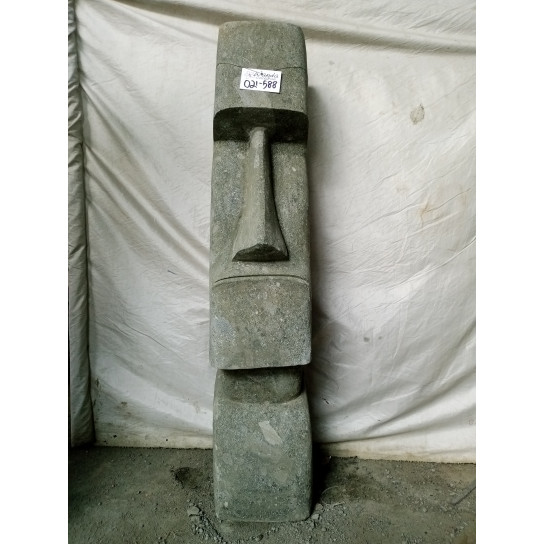 Statue en pierre naturelle moaï debout 120 cm