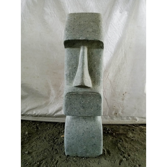 Statue en pierre naturelle moai jardin zen 60 cm