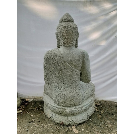 Statue en pierre volcanique bouddha position chakra 120 cm