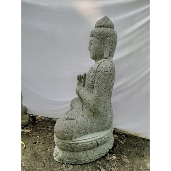Statue en pierre volcanique bouddha position chakra 120 cm