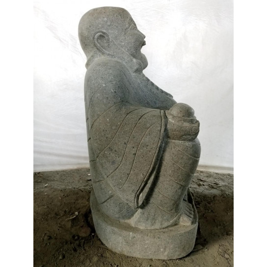 Statue en pierre volcanique bouddha rieur 105 cm