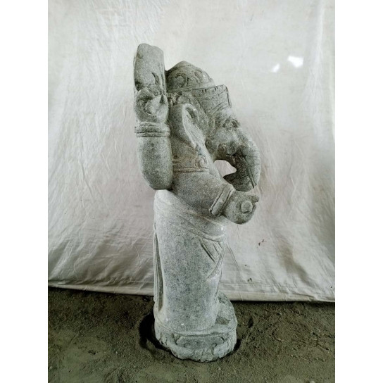 Statue en pierre volcanique ganesh debout indouhisme 80 cm