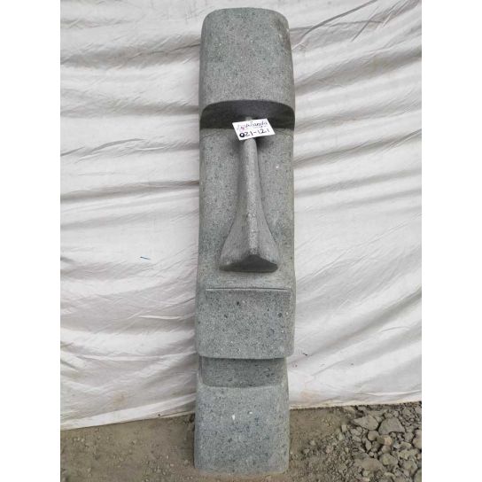Statue en pierre volcanique moaï visage allongé 120 cm