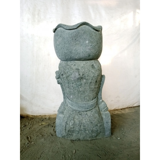Statue exterieur pot déesse balinaise en pierre naturelle 80 cm