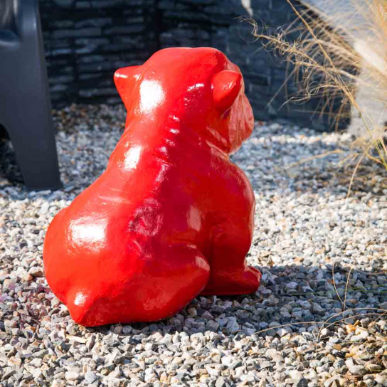 Statue jardin bulldog rouge 40cm