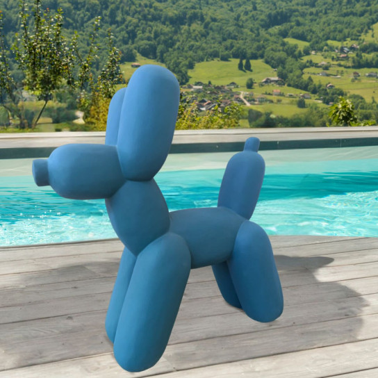 Statue jardin chien ballon bleu 100 cm