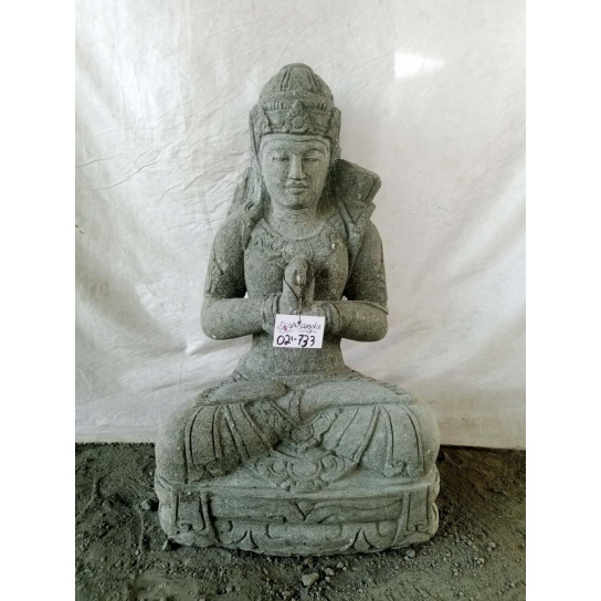 Statue jardin en pierre naturelle déesse dewi assise 80cm
