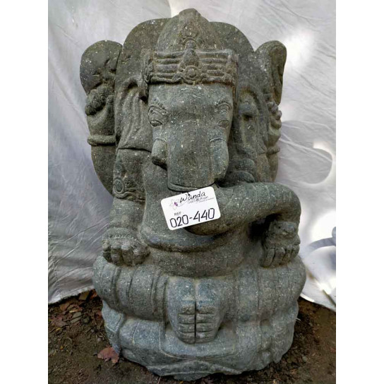 Statue jardin ganesh en pierre de lave 80 cm