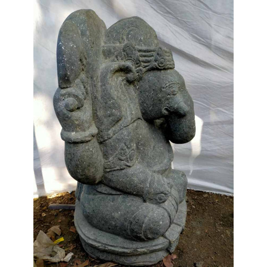 Statue jardin ganesh en pierre de lave 80 cm