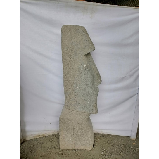 Statue jardin moai en pierre volcanique 120 cm
