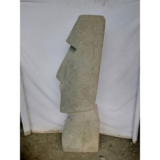 Statue jardin moai en pierre volcanique 120 cm