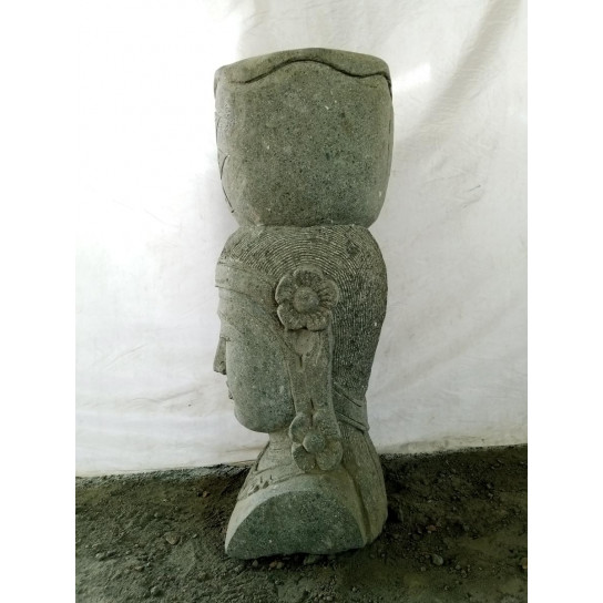 Statue jardin pierre volcanique pot déesse balinaise 80 cm