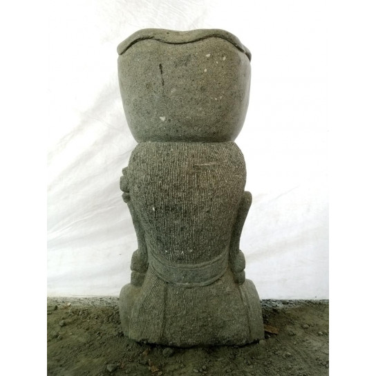 Statue jardin pierre volcanique pot déesse balinaise 80 cm