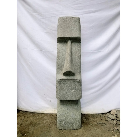 Statue moaï visage allongé jardin zen 100 cm
