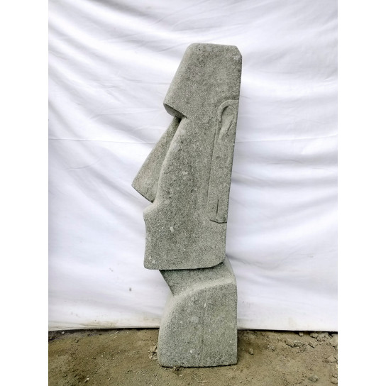 Statue moaï visage allongé jardin zen 100 cm