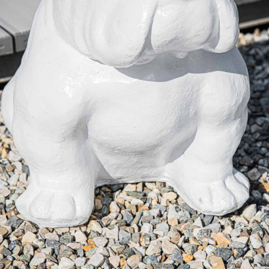 Statue moderne chien bouledogue blanc 40cm