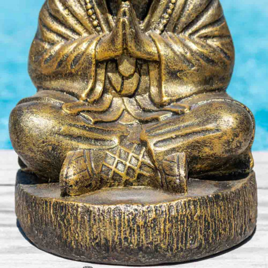 Statue moine shaolin assis doré 40 cm