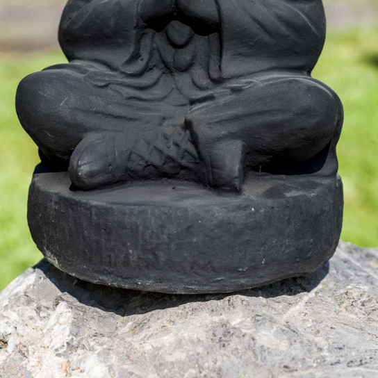 Statue moine shaolin assis noir patiné 40 cm