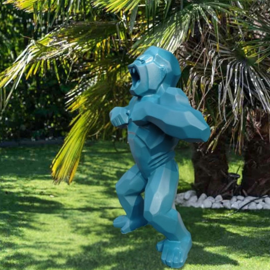 Statue origami gorille bleu 80 cm