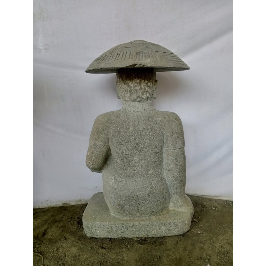 Statue pêcheur japon pierre volcanique de 80 cm