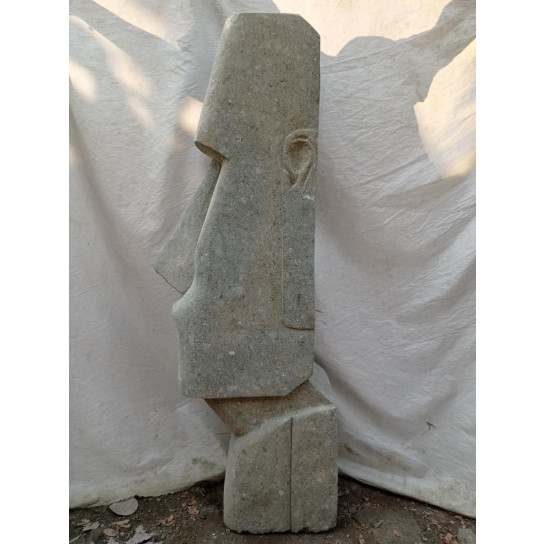 Statue île de pâques moaï roche volcanique de 120 cm