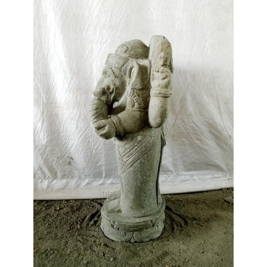 Statue sculpture en pierre naturelle ganesh debout 60 cm jardin extérieur