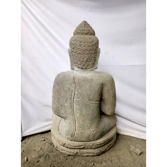 Statue zen bouddha pierre volcanique position chakra 1m