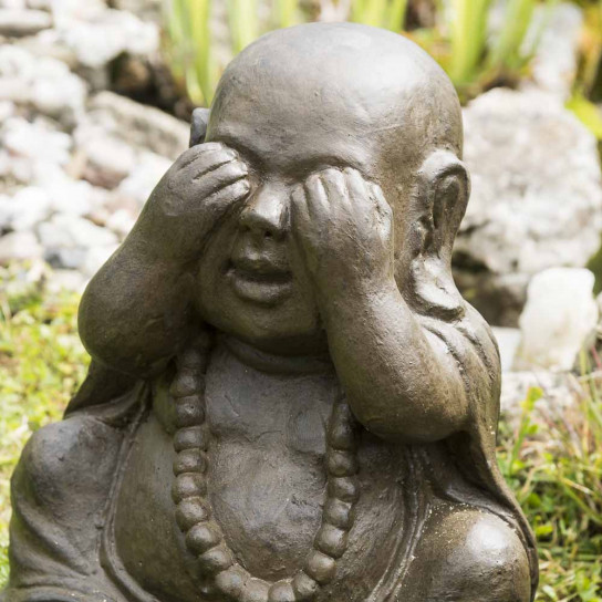 Statues de bouddha sagesse patiné brun antique 40 cm