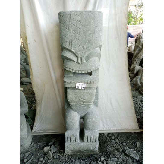 Tiki d'océanie statue de jardin en pierre volcanique 1.50m